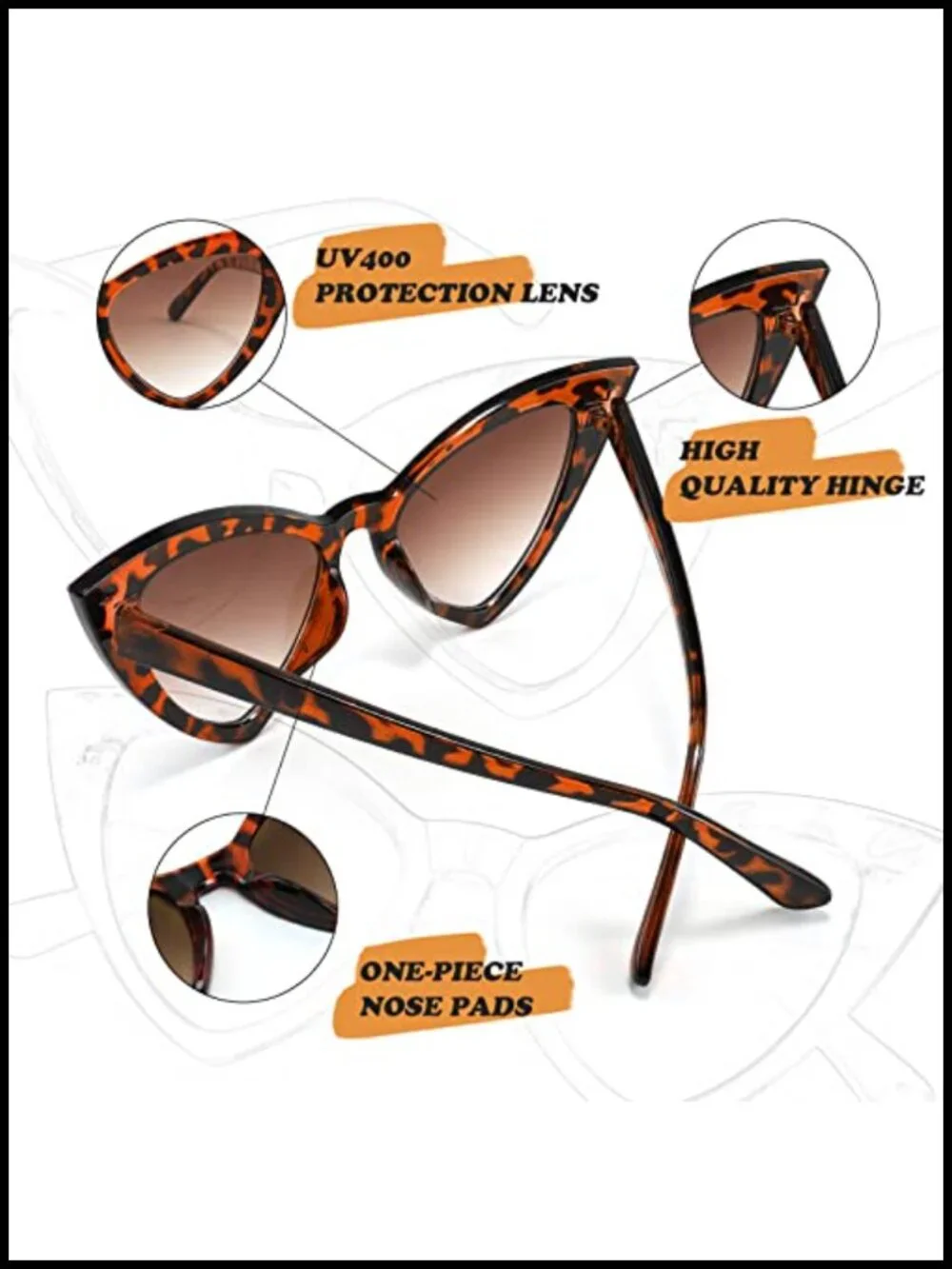 Retro Cat Eye Sunglasses for Women Fashion Vintage Cateye UV400 Protection